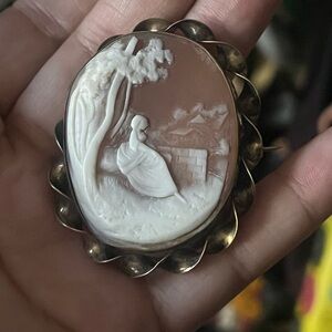 Vintage Cameo Brooch with Scenic Design